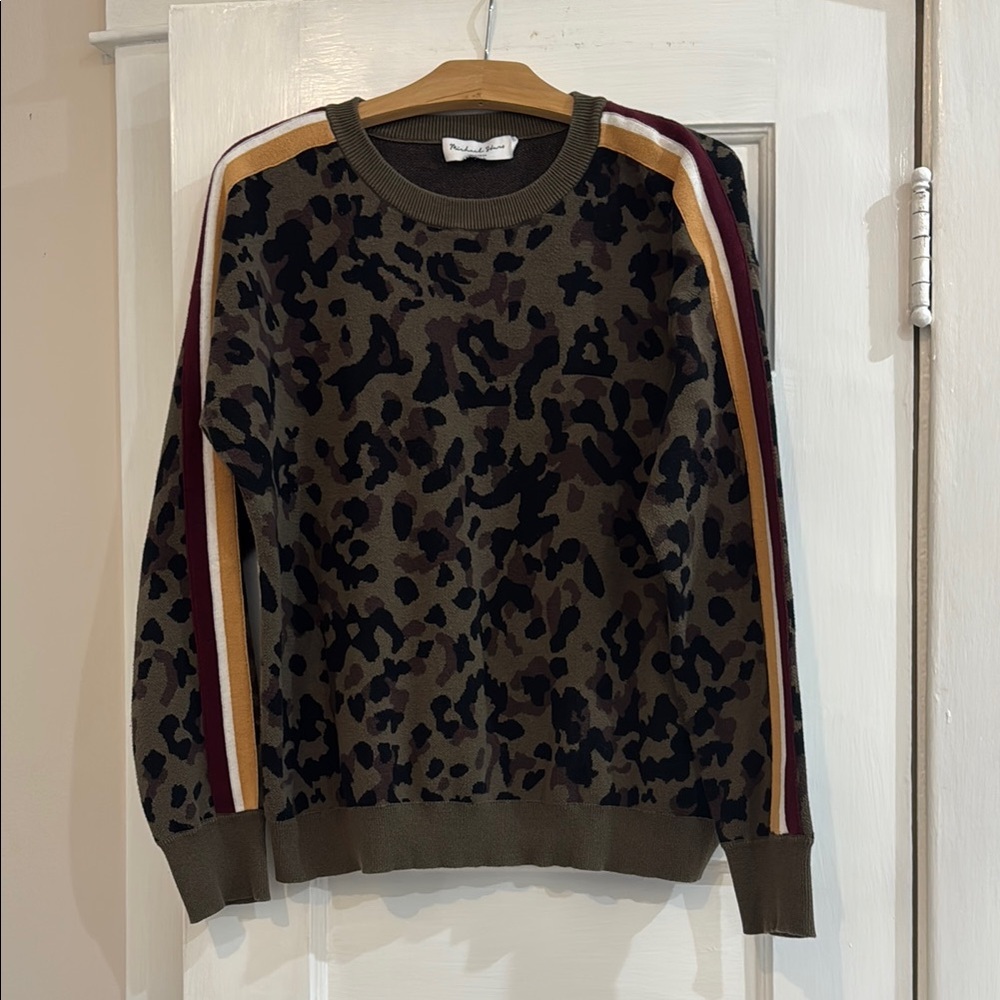 Women’s Micheal Stars Camouflage Sweater with Striped Sleeves